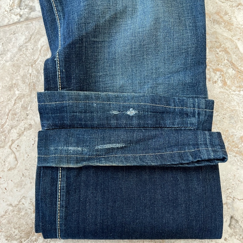 Robin’s Leather Flap Wing Embroidered Distressed Denim Jean, Med Blue Wash, 34 - Picture 11 of 12